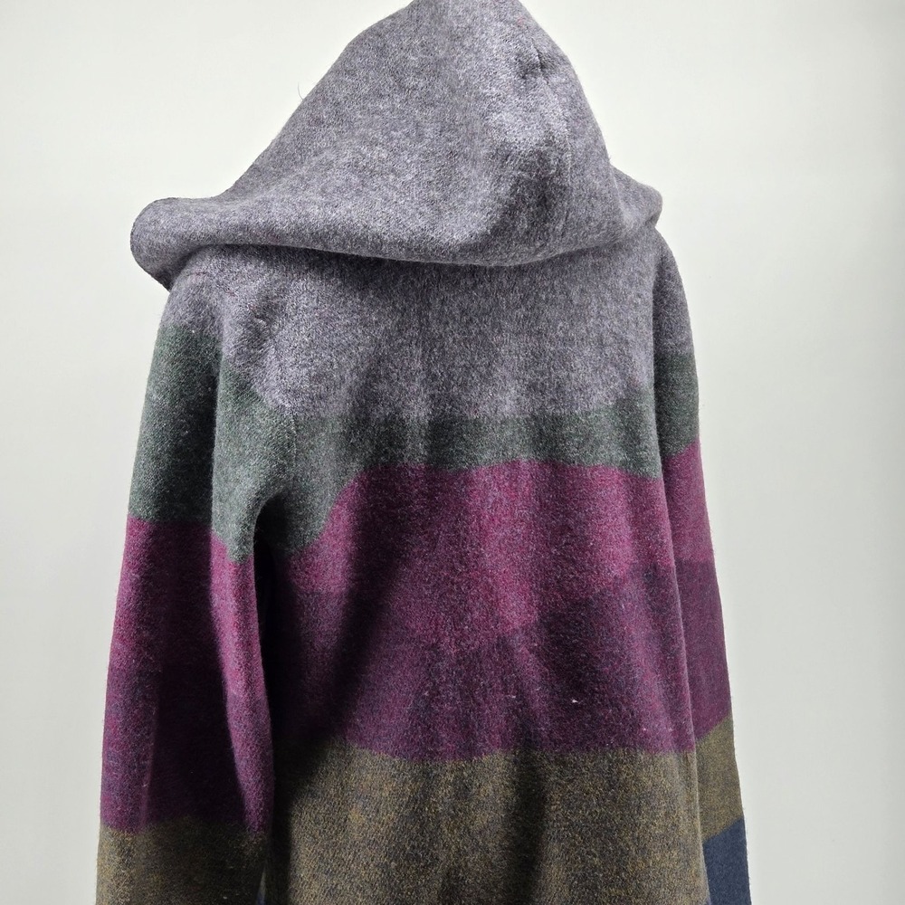 Toad&Co Coatigan Womens L Multicolor Hooded Tweed Overcoat Open Pockets - Picture 5 of 7